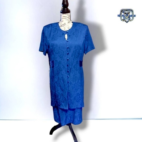 VINTAGE 80s Asian Inspired Damask Jacket & Dress, 18 - Picture 9 of 10